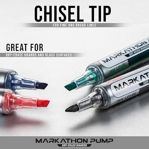 Pentel Markathon Pump Dry Erase Marker, Chisel Tip, Assorted Ink, 12 Pack (MWL6SX-12M) - Assorted - 12 Count (Pack of 1) thumbnail 3