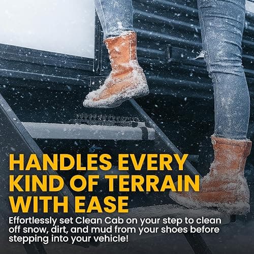 Clean Cab Universal Fit Truck Step Mounted Brush - Heavy Duty Boot Brush for Trucks, RVs, SUVs, and Semis - Easy Velcro Mounting - Perfect for Camping, Jobsite, and Home - Durable and Reliable thumbnail 2