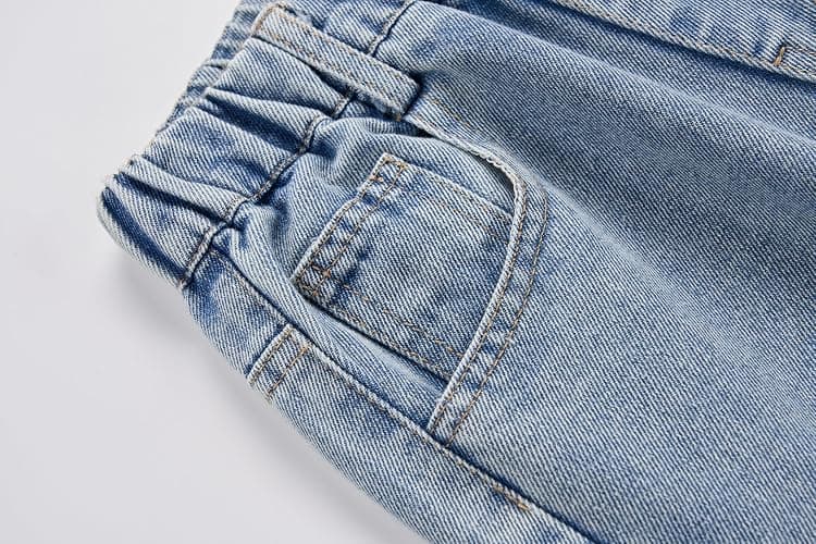 Kidinix Baggy Jeans for Girls Wide Leg Cute Bow Star Jeans Kids Elastic Wasited Denim Pants 5-14Y thumbnail 3