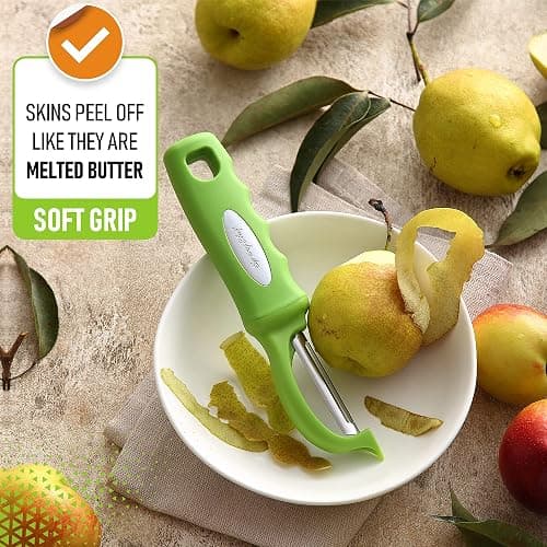 Spring Chef Swivel Vegetable Peeler for Kitchen w/Soft Grip Handle, Green | Premium Potato Peeler w/ Ultra Sharp Stainless Steel Blades, Multifunctional Veggie Peeler for Apple, Carrot, Cucumber, Fruit thumbnail 6
