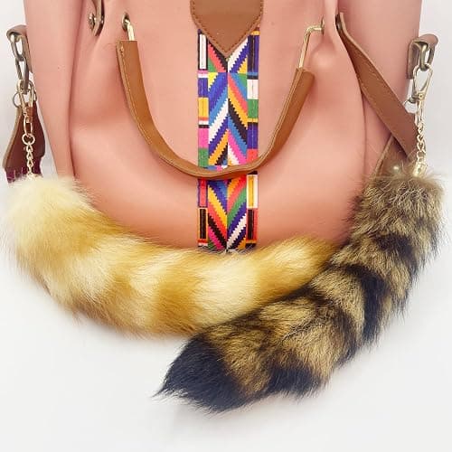 LAIDIC 2pcs Fluffy Raccoon Tail Keychain,tail fox tail, Used for bag keychains or cosplay Costumes thumbnail 6