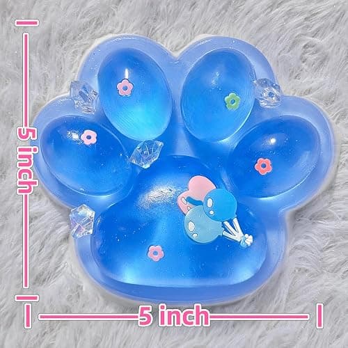 Pawfect Tail Big Taba Squishy Cat Paw, 5 in Large Paw Squeeze Toy Glittering Blue & White for Stress Relief and Relax, Sticky Squishies Fidget Toys for Party Favors Novelty Things Birthday Gift thumbnail 2
