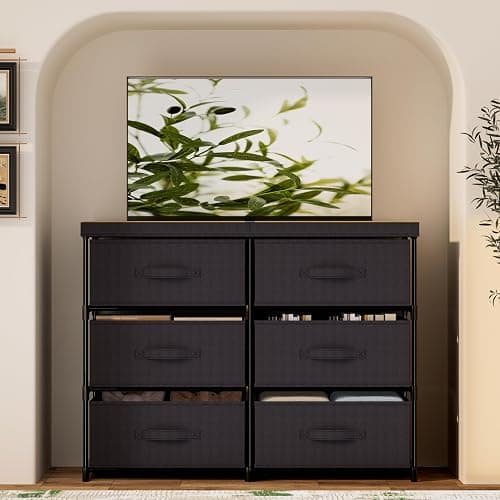 GcdPai Dresser with 6 Fabric Drawer Stand Desktop Sturdy Metal Plastic Support Tube Cube Storage Cabinet for Bedroom Organization Dorm Front Hall Entryway thumbnail 7