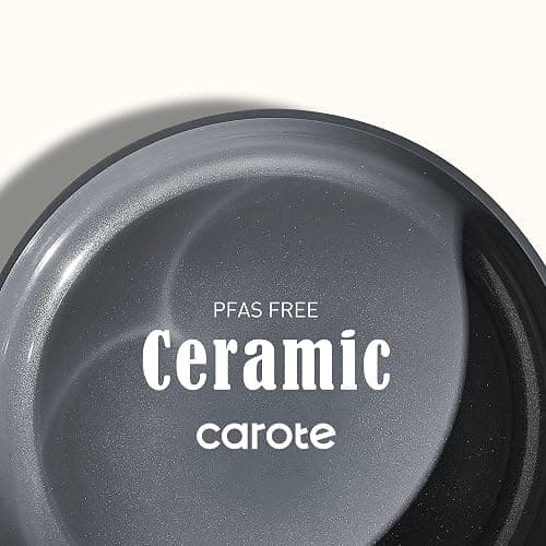 CAROTE Ceramic Cookwar Set, Pots and Pan Set Non Stick 16 Piece, Cookware Set Kitchen Cooking Set Non Toxic, PFAS PTFE Free, Blue thumbnail 3