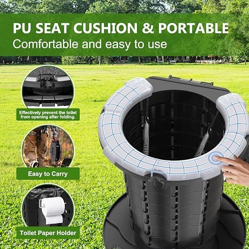 BLIKA Portable Toilet Kit for Camping, Camp Toilet with Pop-Up Privacy Tent, Toilet Bags and Eco Absorbent Gel, Foldable Portable Toilet for Adults, Portable Outdoor Shower Tent Camp Toilet thumbnail 4