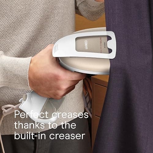Conair Handheld Garment Steamer for Clothes, Turbo ExtremeSteam 1875W Fabric Steamer, Portable Handheld Design, Strong Penetrating Steam, White/Champagne thumbnail 7