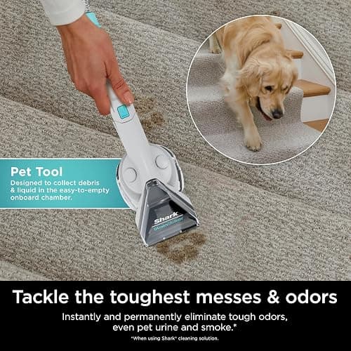 Shark StainStriker Portable Carpet, Upholstery & Area Rug Cleaner with Pet Mess Tool, Stain & Odor Remover, Perfect for Car Interiors, Includes 3 Cleaning Tools & Cleaning Solution, White, PX201 thumbnail 4
