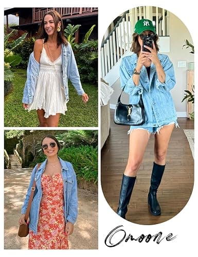 Omoone Oversized Denim Jacket - Denim Blue thumbnail 2