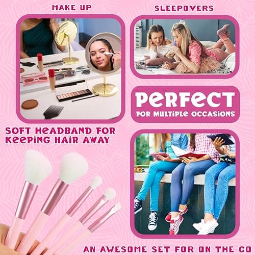 Hello Kitty Makeup Brush Set of 5 Kawaii Fluffy Makeup Headband Women Teens Girls Powder Brush Eyeshadow Brush Beauty Set Anime Cute Gifts thumbnail 4