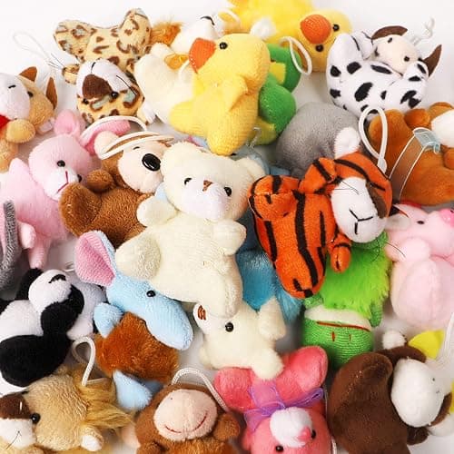 Juegoal 26 Pack Christmas Mini Animal Plush Toy Set, Cute Small Stuffed Animal Keychain Set, Goodie Bag Fillers, Carnival Prizes for Kids, Assortment Kid Valentine Gift Easter Egg Filter Party Favors thumbnail 3