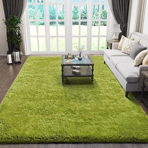 Ophanie Green Rugs for Living Room 5x8, Grass Shag Fluffy Large Fuzzy Plush Soft Carpets, Floor Shaggy Area Rugs for Bedroom, Carpet for Kids Boys Girls Dorm Nursery Home Decor Aesthetic | Soft, Plush, Fluffy, Shaggy, Large, Fuzzy, Home Decor, Aesthetic, Kids, Girls - Image 1