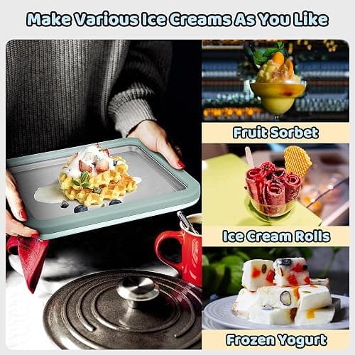 JoyMech Ice Cream Roll Maker Rolled Ice Cream Machine, Sweet Spot Pan, Instant Cold Plate, Ideal for Making Rolled Ice Cream Soft Serve Slushies Frozen Yogurt Sorbet and Gelatod (Aquamarine) thumbnail 3