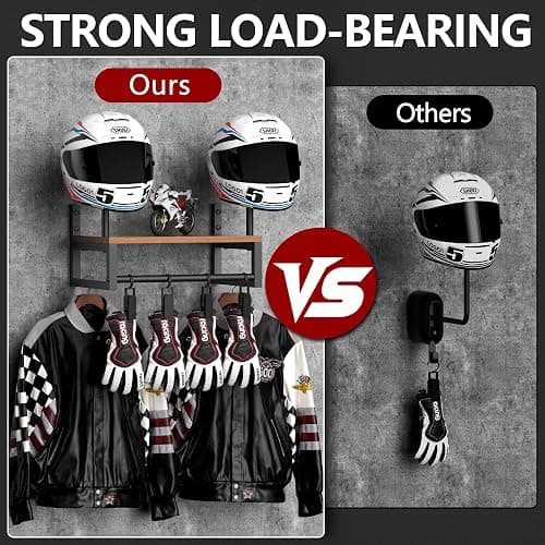 HDPRHGRD Helmet Rack Wall Mount, Motorcycle Helmet Holder, Motorcycle Accessories Display, Helmet Rack with RGB Lights Strip thumbnail 2