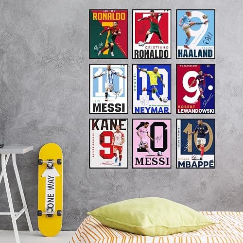 BigWig Prints Soccer Poster - Soccer Decor For Boys Bedroom, Messi And Ronaldo Poster, Messi Posters For Boys Bedroom, Mbappe Wall Art, Neymar Wall Art, Ronaldo Posters - Unframed Set Of 9 (8x10”) thumbnail 2