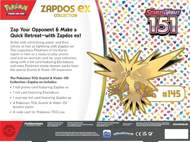 Pokemon TCG Scarlet & Violet 3.5 Pokemon 151 Zapdos Ex Box thumbnail 5