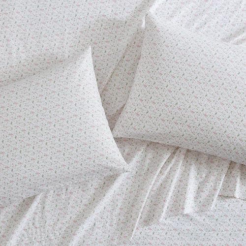 Laura Ashley - Twin XL Size Sheet Set, Crisp Cotton Percale Bedding with Matching Pillowcase, Fully Elastic Fitted Sheet, Deep Pocket, Floral Room Decor, Breathable All-Season Comfort (Evie Pink) thumbnail 4