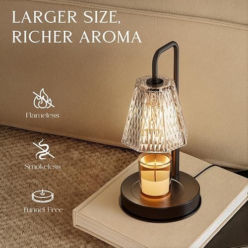 Candle Warmer Lamp with Timer – Dimmable Wax Warmer for Room Decor, Height Adjustable Candle Lamp for Mom Christmas Gifts, Birthday Gifts for Women, House warming Gifts for New Home Decor with 2 Bulbs thumbnail 4
