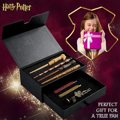 Harry Potter Writing Set Wand Pens Stationery Box for Boys Girls Teens Adults with Envelopes Paper Wax Stick Stamp Marauders Map Gifts for Kids thumbnail 3