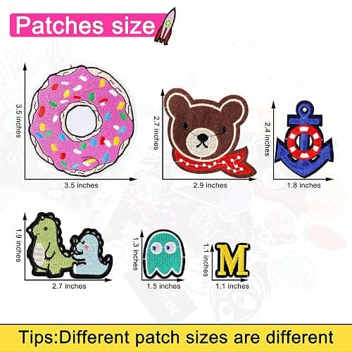 NICEVINYL Embroidered Iron-on Patches Applique: 72Pcs Random Assorted Decorative Patches Iron on/Sew on for Clothing Accessories thumbnail 3
