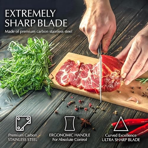 Moss & Stone 14 Pcs Knife Block Set Stainless Steel, Premium Forged Kitchen Knives Set with High-Carbon Blades, Ergonomic Handle, Sharp Blade, Rust Resistant, Modern Style for Home & Chef, Black thumbnail 6