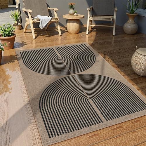 Lahome Modern Rainbow Easy Jute Rug, 3x5 Washable Rugs for Entryway Farmhouse Black Patio Carpet, Non Slip Indoor Door Mat Contemporary Outdoor Porch Carpet for Laundry Guestroom Room Decor thumbnail 6
