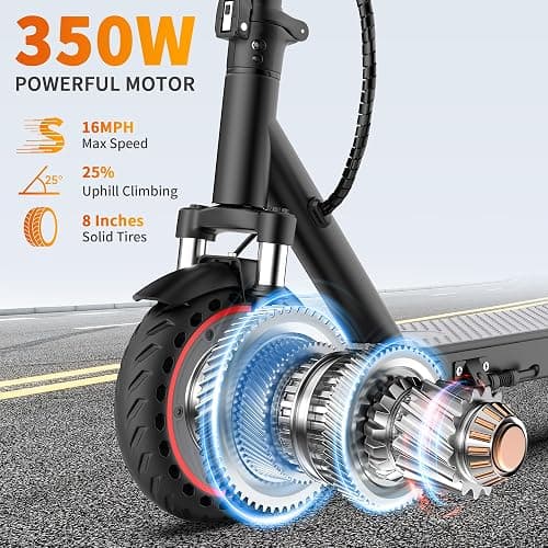 Aovowheel Electric Scooter for Adults, Folding E Scooter with 350W/500W Motor 16/24 Mph Top Speed, Max 19-23 Miles Long Range, 8.5''/10''/14''Tires Commuting Scooters with Dual Brakes System, APP thumbnail 3