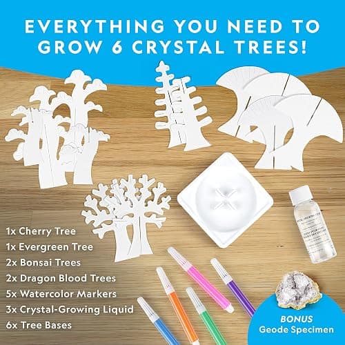 National Geographic Craft Kits for Kids - Crystal Growing Kit, Grow 6 Crystal Trees in Just 6 Hours, Educational Craft Kit with Art Supplies, Geode Specimen, STEM Arts & Crafts Kit (Amazon Exclusive) - 6-Tree Crystal Kit thumbnail 5