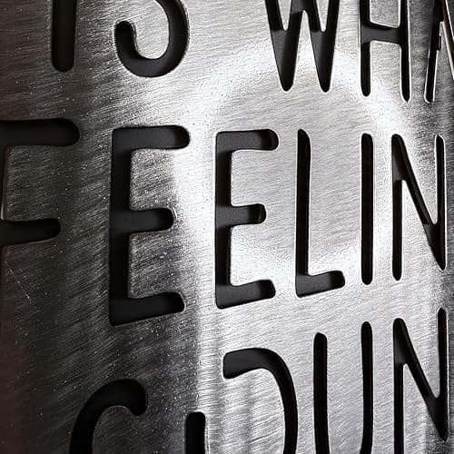 Top Brass Jumbo 16" Metal Guitar Pick Wall Art – “Music Is What Feelings Sound Like” Quote – Steel Wall Décor – Music Room, Studio, or Man Cave Art (Brushed Silver) thumbnail 4