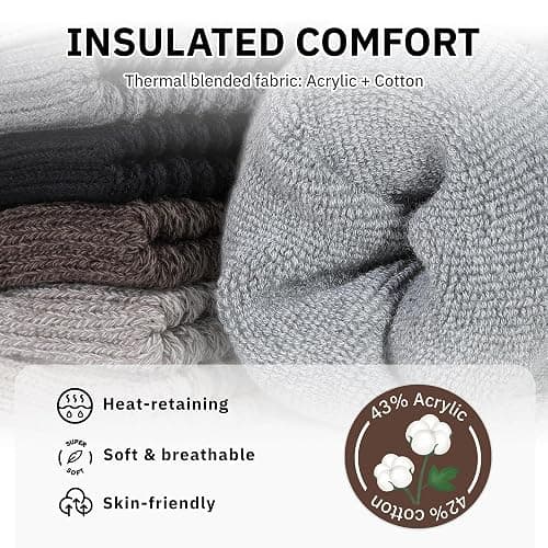 CLOSEMATE Womens Thick Full Cushioned Thermal Warm Boot Socks for Winter 3 Pairs thumbnail 4
