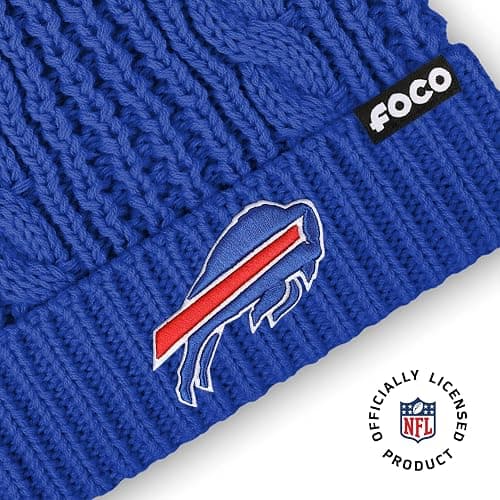 FOCO Buffalo Bills NFL Womens Faux Fur Pom Beanie Team Color thumbnail 3
