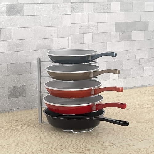 Deco Brothers Pan Organizer Rack for Kitchen Cabinet and Counter, Silver thumbnail 2