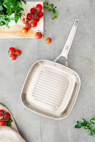 Bra Signature Stainless Steel Grill Pan 24cm. Suitable for All Hobs and as Induction Hob Griddle Pan. Fully Stainless Steel with Stripes. Non Toxic Cookware thumbnail 3