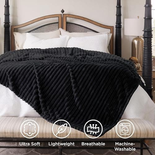 Bedsure GentleSoft King Size Blanket for Bed - Cozy Soft Blankets for Women, Cute Large Fleece Throws for Girls, Black, 108x90 Inches thumbnail 7