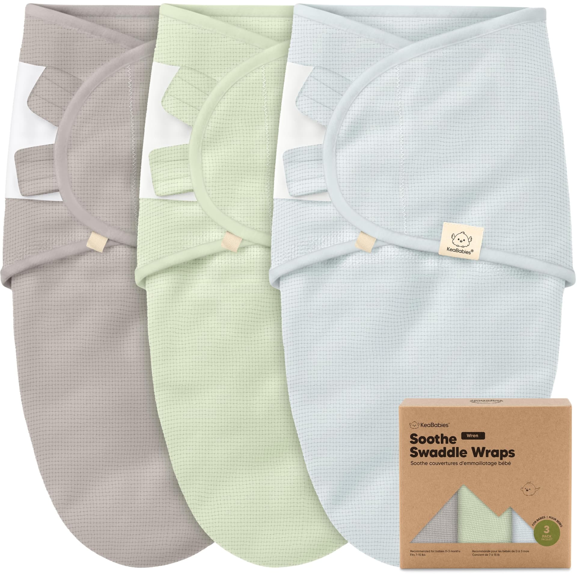 3-Pack Organic Swaddles for Newborns, Baby Sleep Sacks 0-3 Months - Baby Swaddle Wrap, Newborn Wearable Blanket, Infant Sleep Sack for Girls, Boys, Soft & Snug, Large Hook & Loop Closure (Ripple, OS) - Image 1