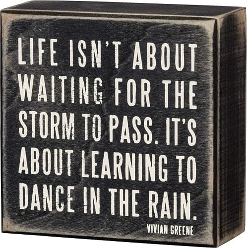 Primitives by Kathy 16336 Classic Box Sign, 4 x 4-Inches, Dance In The Rain - Image 1