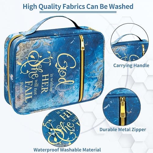 GUEER Bible Cover for Women, Bible Holder, Bible Cover Carrier Carrying Organizer Bag, Zipper and Pockets for Standard Size Bible, Gift for Women(Gloden) thumbnail 5