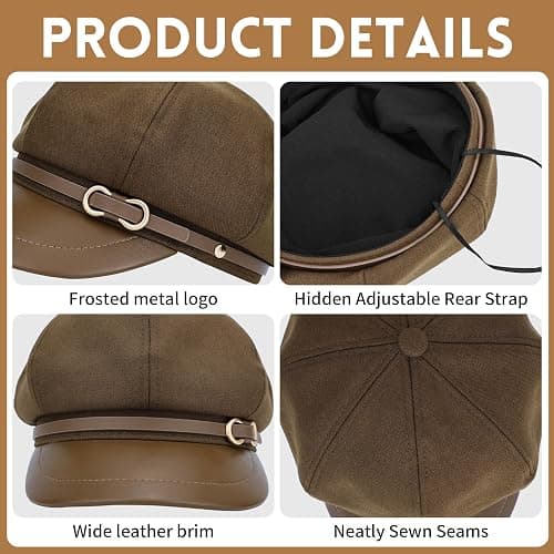 Busnos Newsboy Hats for Women and Men Beret Women's Hats & Caps Fall and Winter Womens Hat y2k Hat Women's Octagonal Cap thumbnail 4