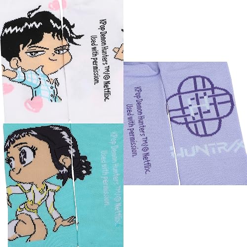 Bioworld KPop Demon Hunters Hunter/X & Derpy 5-Pair Pack Casual Crew Socks thumbnail 5