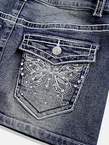 WDIRARA Women's Low Rise Butterfly Embroidery Bodycon Mini Denim Skirt Y2k Jean Skirt thumbnail 5