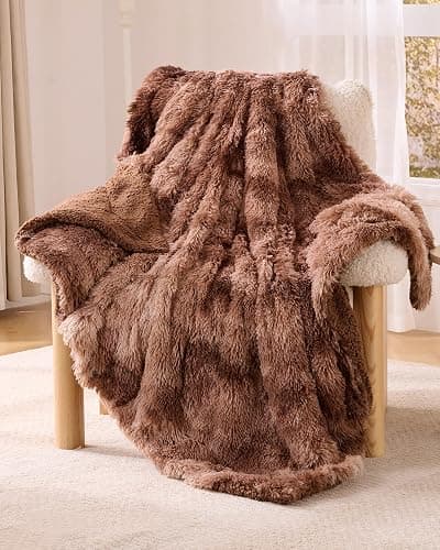 UINIU Super Soft Fluffy Faux Fur Throw Blanket Twin Size, Fuzzy Sherpa Fleece Cozy Warm Gifts for Women, Room Decor Plush Thick Throw for Couch Bed, Minky Gifts for Girls Boys Teenages, 50" x 60" - Image 1