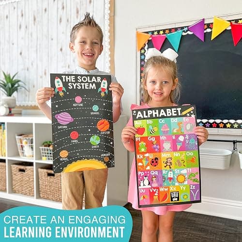 Hadley Designs 16 Educational Posters for Classroom Decor - Chalkboard Educational Posters for Toddlers 1-3, Toddler Learning Poster for Kids Ages 3-5, Kindergarten & Preschool Classroom Must Haves thumbnail 7