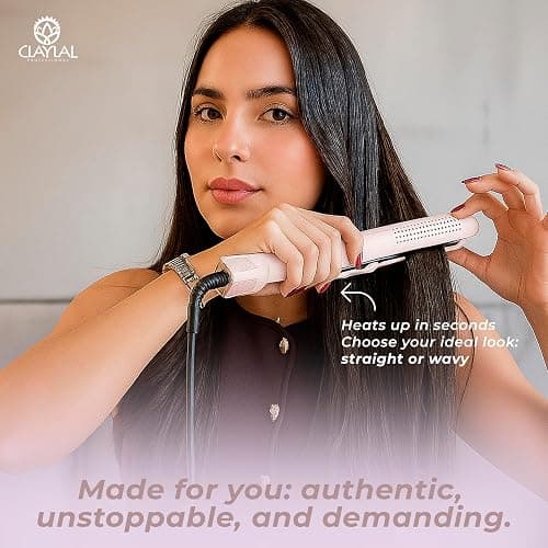 Hair Straightener and Curler 2 in 1 – Claylal Professional Flat Iron Styler with Negative Ions, 430°F Heat, 360° Airflow | Straighten & Curl Hair thumbnail 9