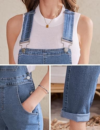 Odefou Bib Overalls for Women Fashion Jean Jumpsuit Adjustable Strap Coveralls - X-Small - No. 1 Blue thumbnail 7