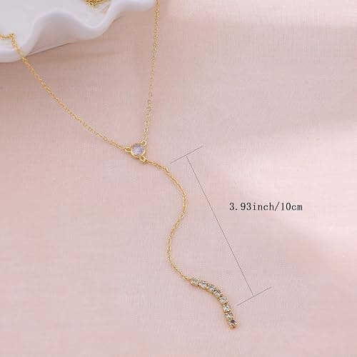 Ewrkbr Long Necklaces for Women, Charm Gold Lariat Necklace 14k Gold Plated Teardrop Drop Necklace Dainty Long Gold Necklaces for Women Trendy Simple Butterfly Pearl Y Long Necklace Jewelry for Women thumbnail 4