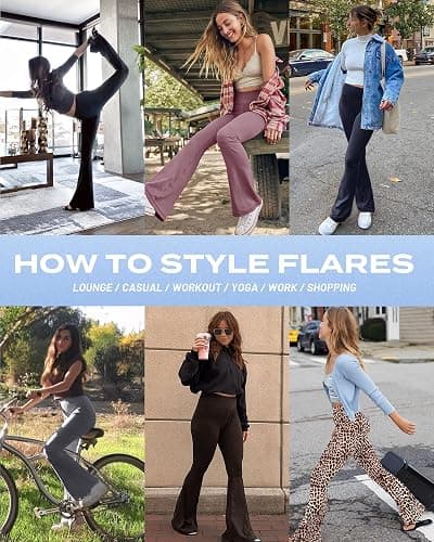 Sundwudu Black Flare Yoga Pants for Women-High Waist Flare Leggings Workout | soft thumbnail 6