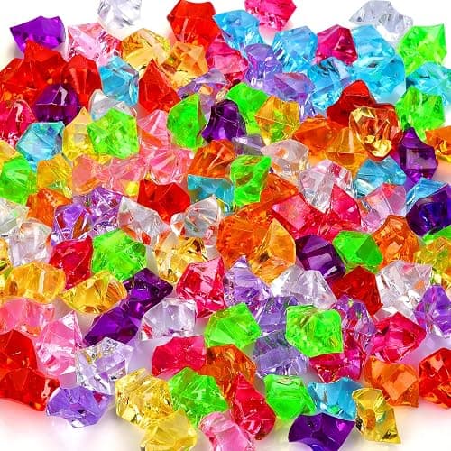 180-190pcs Premium Multicolored Fake Crushed Ice Rock Plastic Gems Jewels Acrylic Ice Rock Crystals Treasure Fake Diamonds Plastic Ice Cubes for Kids Toy Decoration Wedding Display Vase Fillers Crafts - Image 1