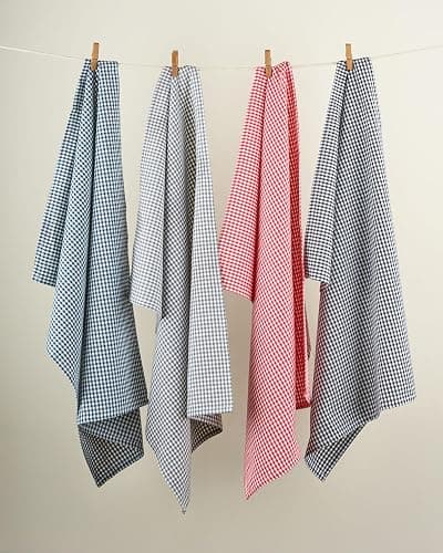 Casa De Lan Kitchen Towel Set – Pack of 6 (22’’ x 32’’) Extra Large Jumbo Premium Cotton Dish Towels for Kitchen – Flat Check Towels – Absorbent – 100% Cotton – with Hanging Loop-Red thumbnail 6