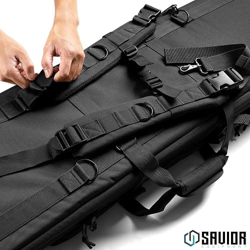 Savior Equipment American Classic Tactical Double Long Gun Bag Pistol Transportation Case w/Backpack Strap, Lockable Compartment, Available Length in 32" 36" 42" 46" 51" 55" thumbnail 5
