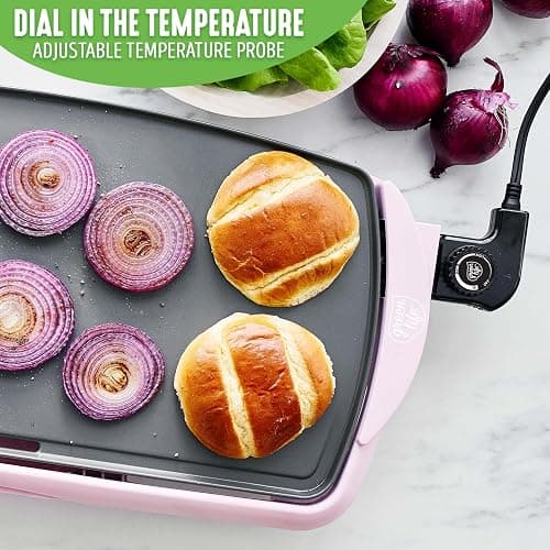 GreenLife 20” Extra Large Electric Griddle, Non-Toxic PFAS-Free Ceramic Nonstick, Temperature Control, Quick Even Heating, Removable Drip Tray, Pancakes, Eggs, Sausage, Easy Clean, Pink thumbnail 2