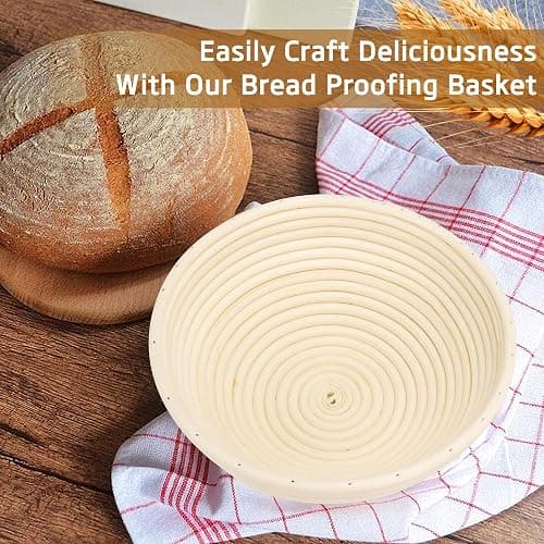 Banneton Bread Proofing Basket 7 Inch Sourdough Baking Rising Banaton Proofer Box Warmer Baskets Oval Round Bowl Cover Bowls Making Small Bulk Set Kit Supplies Tools Rattan Crock for Home Bakers Gifts thumbnail 6